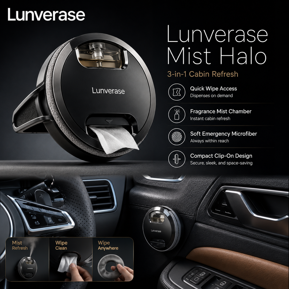 Lunverase™ MistHalo 3-in-1 Cabin Refresh Pod
